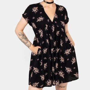 Disturbia Black and Pink Floral Mini Dress US 8
